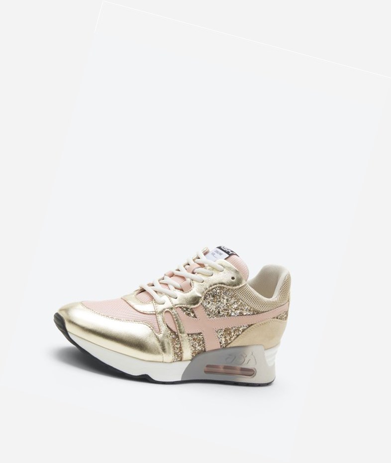 Low-Top Sneakers ASH Lux Femme Platine / Pinksalt | DQT-369045