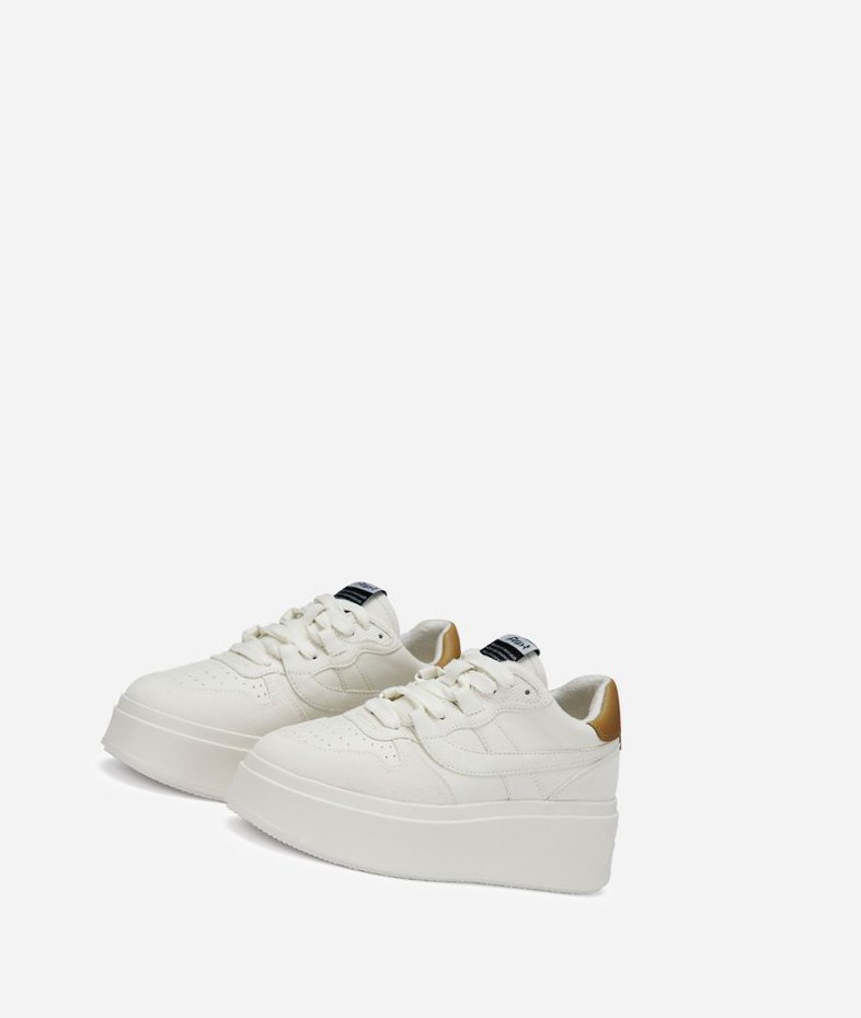 Low-Top Sneakers ASH Match Femme Blanche Marron | ASU-172356