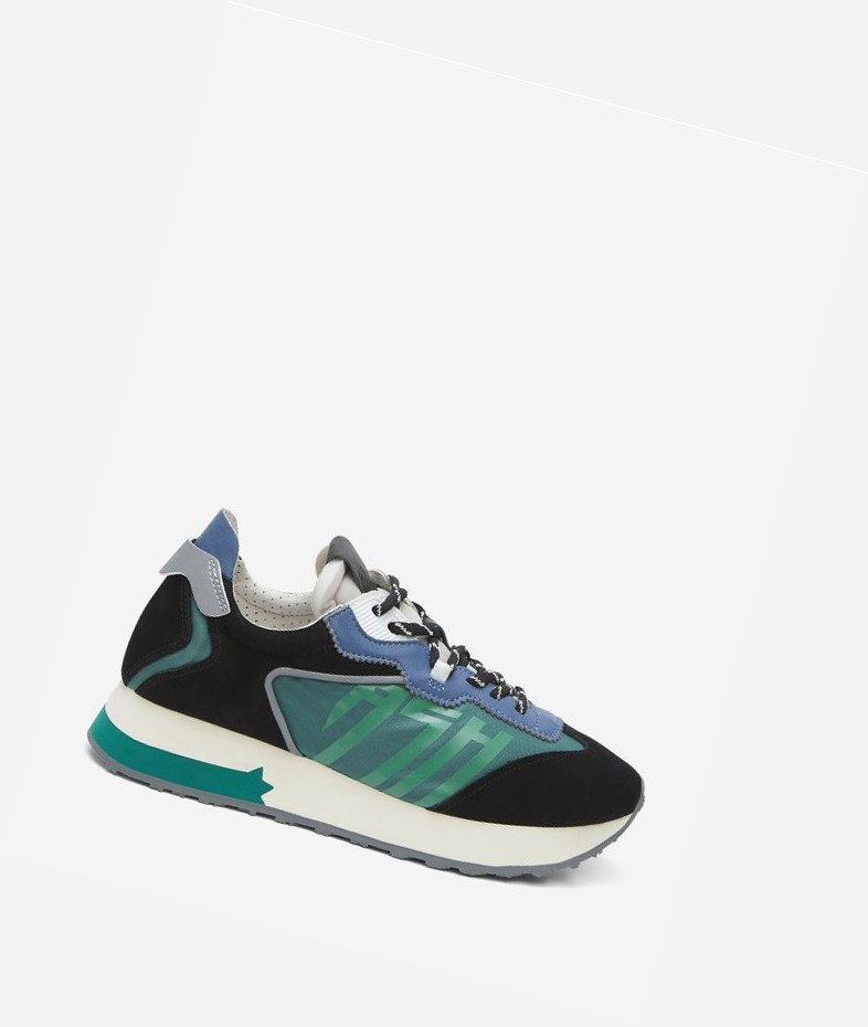 Low-Top Sneakers ASH Tiger Femme Noir Vert | YJU-389750